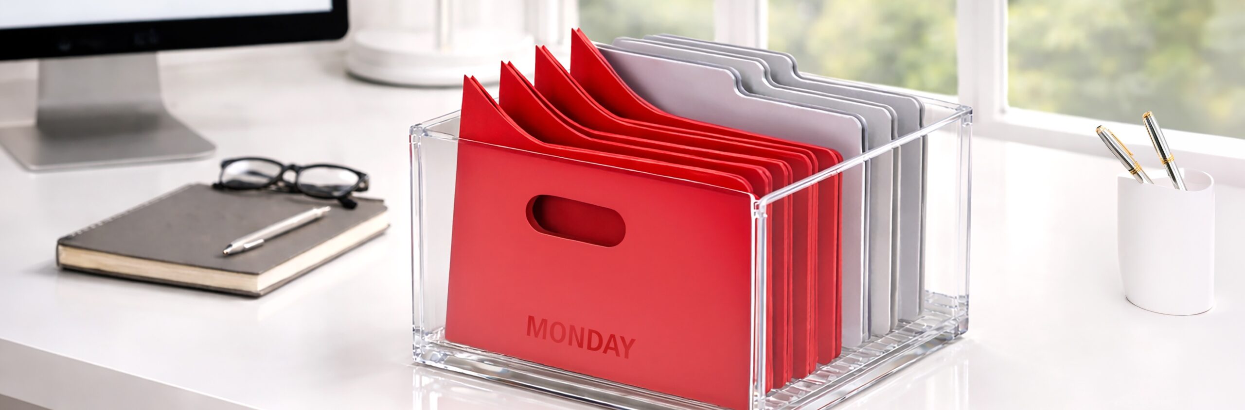 Settimana Corta Rappresentazione visiva della settimana lavorativa di quattro giorni con organizzazione dei giorni in ufficio